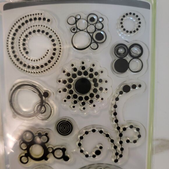 Inkadinkado CIRCLES AND DOTS #97631 Clear Cling Stamps Set of 15 NEW - Picture 4 of 5